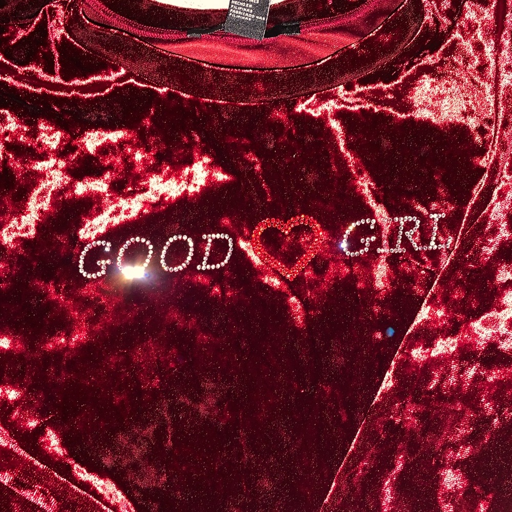 Good Girl Velvet Long Sleeve CropTop